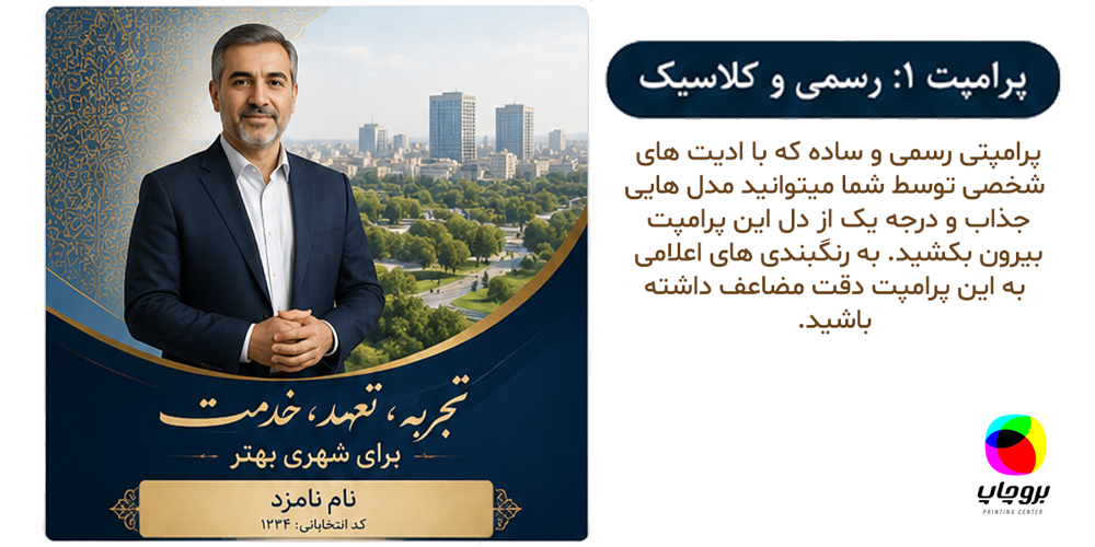 نمونه پوستر انتخاباتی طراحی شده با هوش مصنوعی